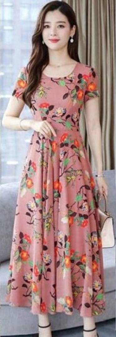 RWD-01030 Blush Pink Flower Print Dress ...